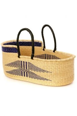 Swahili African Modern Home Goods Angel Wings Moses Bassinet Basket - Indigo