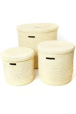 Swahili African Modern Gingerbread Tree Doum Palm Hamper Basket Set