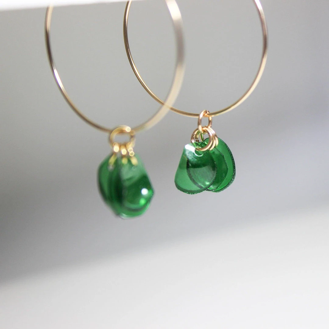 Giulia Letzi + META Jewelry Emma Upcycled Hoop Earrings - Emerald Best Sellers 5 Giulia Letzi + META Jewelry Emma Upcycled Hoop Earrings - Emerald Best Sellers