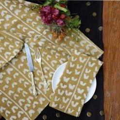 Ichcha Golden Bird Napkin Set Kitchen + Dining