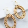 Hathorway BIPOC Owned Bien Buffalo Horn & Rattan Oval Statement Earrings