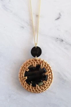 Hathorway Jewelry Thuy Binh Horn And Rattan Pendant Necklace