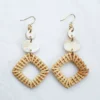 Hathorway Xuan Buffalo Horn & Rattan Geo Statement Earrings - Cream BIPOC Owned