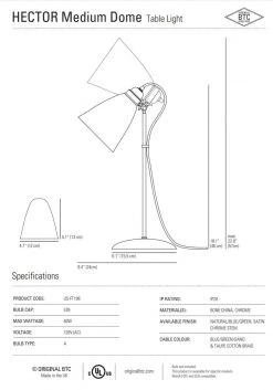 Ameico Lighting Hector Medium Dome Table Lamp