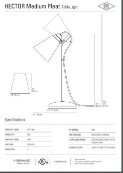 Ameico Hector Medium Pleat Table Lamp