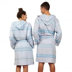 Hilana: Upcycled Cotton Antalya Unisex Turkish Bathrobe - Turquoise Best Sellers