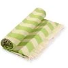 Hilana: Upcycled Cotton Mersin Upcycled Chevron Turkish Towel / Blanket - Green Home Goods