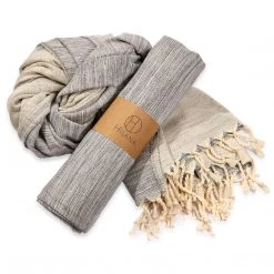 Hilana: Upcycled Cotton Home Goods Yalova Upcycled Marbled Turkish Towel / Blanket - Black