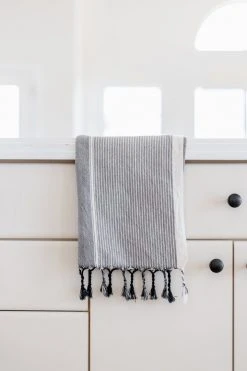 Home & Loft Tribeca Turkish Hand Towel - Gray Stripe