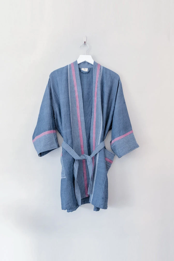 Home & Loft Best Sellers Tribeca Short Turkish Robe - Indigo 3 Home & Loft Best Sellers Tribeca Short Turkish Robe - Indigo