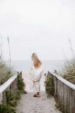 Home & Loft Tribeca Short Turkish Robe - Ivory + Cherry Best Sellers