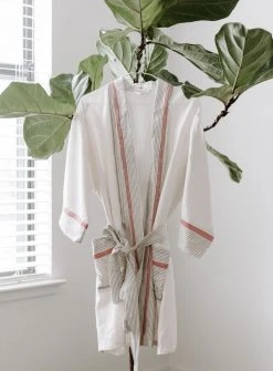 Home & Loft Tribeca Short Turkish Robe - Ivory + Cherry Best Sellers 7 Home & Loft Tribeca Short Turkish Robe - Ivory + Cherry Best Sellers