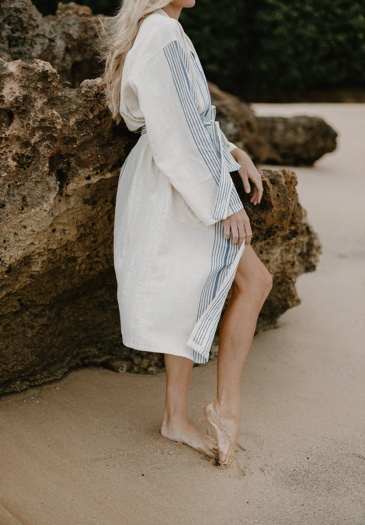 Home & Loft Hudson Unisex Long Turkish Robe - Royal Blue 5 Home & Loft Hudson Unisex Long Turkish Robe - Royal Blue