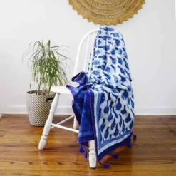 Ichcha Magnolia Throw Blanket Handcrafted