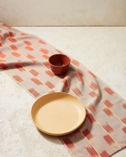 Made Trade Handcrafted Ikat Table Runner In Rust - SAMPLE