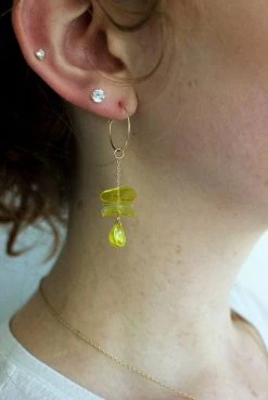 Giulia Letzi + META Jewelry Illuminating Upcycled Chain Drop Earrings - Yellow