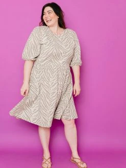 Mata Traders Inez Savanna Stripe Bubble Sleeve Dress