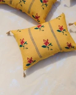 Soil To Studio Ira Linen Throw Pillow Cover - Dandelion Yellow