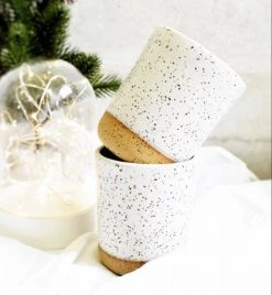 Katie Mudd Simple Speckled Stoneware Sipper Set - White