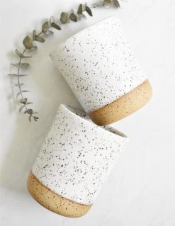 Katie Mudd Simple Speckled Stoneware Sipper Set - White