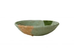 KAZI Apricot + Olive Striped Medium Round Basket Home Goods
