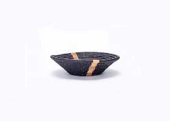 KAZI Large Banana Striped Black Round Basket