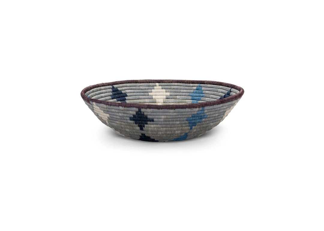 KAZI Large Blue Diamond Round Basket Home Goods 4 KAZI Large Blue Diamond Round Basket Home Goods