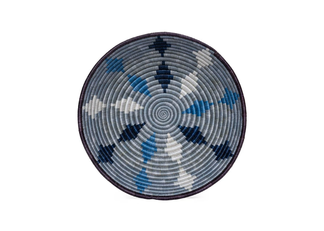 KAZI Large Blue Diamond Round Basket Home Goods 3 KAZI Large Blue Diamond Round Basket Home Goods