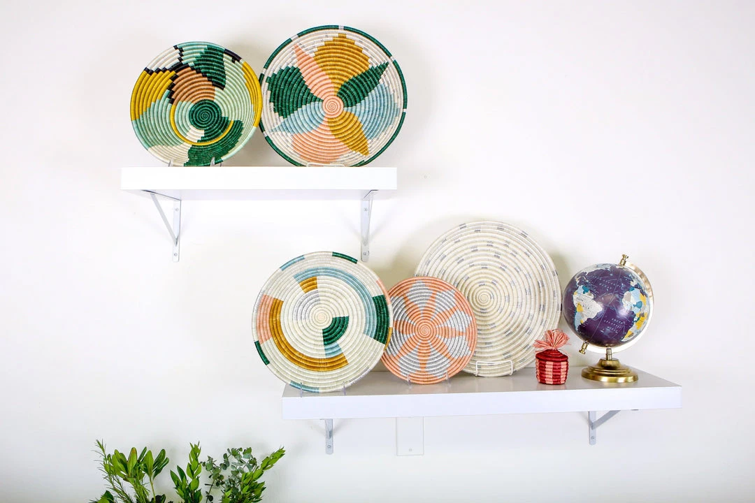 KAZI Home Goods Large Metallic Floret Geo Round Basket 4 KAZI Home Goods Large Metallic Floret Geo Round Basket