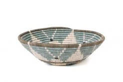 KAZI Home Goods Extra Large Silver Blue Hope Round Basket