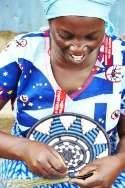 KAZI Extra Large Silver Blue + Navy Round Basket Home Goods