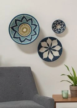 KAZI Extra Large Silver Blue + Navy Round Basket Home Goods