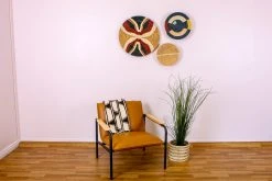 KAZI Large Forest Green + Burgundy Tabia Woven Wall Plate Home Goods