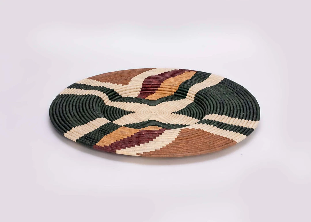 KAZI Home Goods Jumbo Forest Green + Burgundy Tabia Woven Wall Plate 5 KAZI Home Goods Jumbo Forest Green + Burgundy Tabia Woven Wall Plate