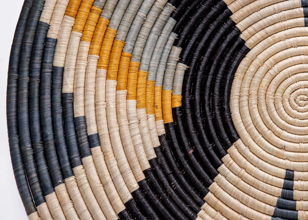 KAZI Home Goods Jumbo Opal Gray + Mustard Tabia Woven Wall Plate 5 KAZI Home Goods Jumbo Opal Gray + Mustard Tabia Woven Wall Plate