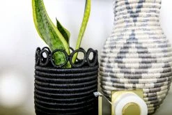 KAZI Small Black Hooped Planter 12 KAZI Small Black Hooped Planter