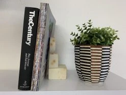 KAZI Home Goods Brown + Black Checkered Planter