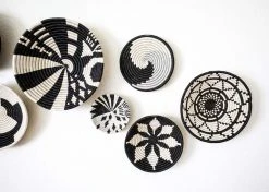 KAZI Small Black + White Fani Round Basket Home Goods