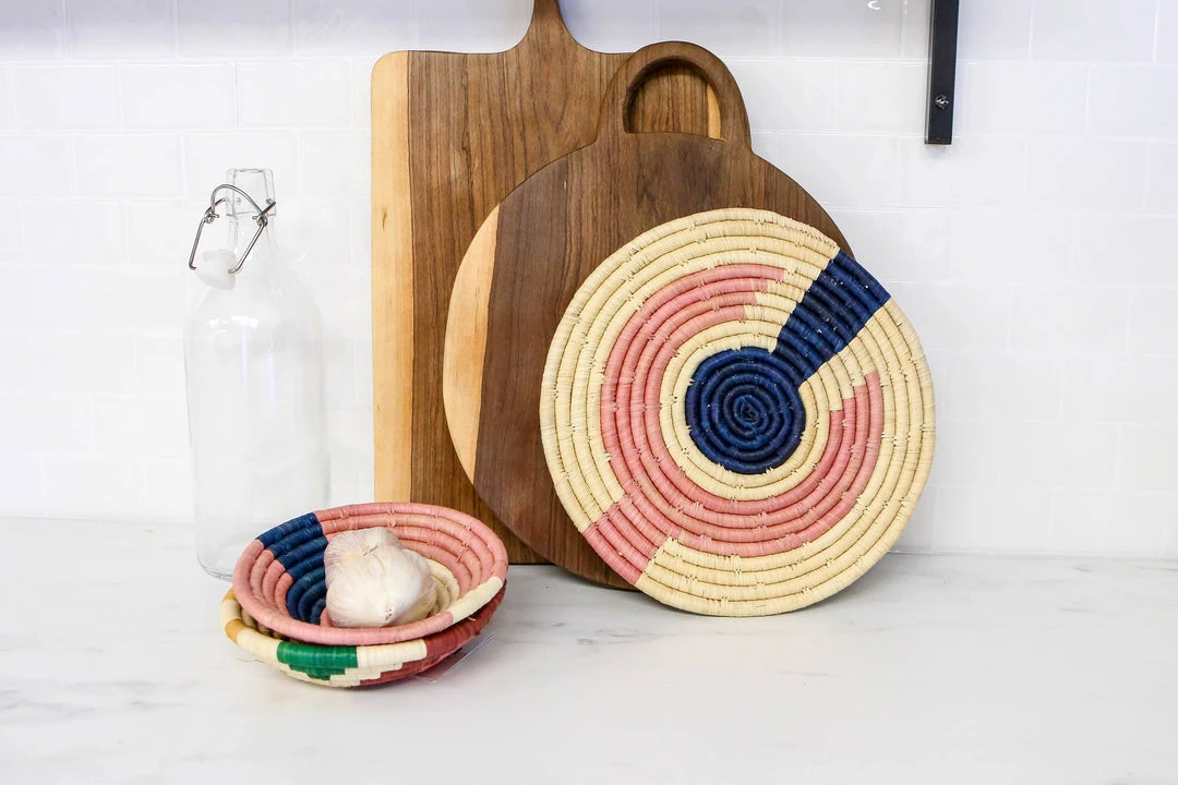 KAZI Home Goods Small Blossom Mnara Round Basket 4 KAZI Home Goods Small Blossom Mnara Round Basket