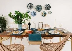 KAZI Small Silver Blue + Ficelle Round Basket Home Goods