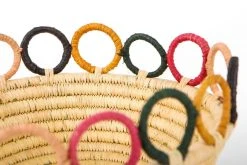 KAZI Home Goods Medium Mod Rainbow Hooped Raffia Catch All