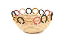 KAZI Home Goods Medium Mod Rainbow Hooped Raffia Catch All