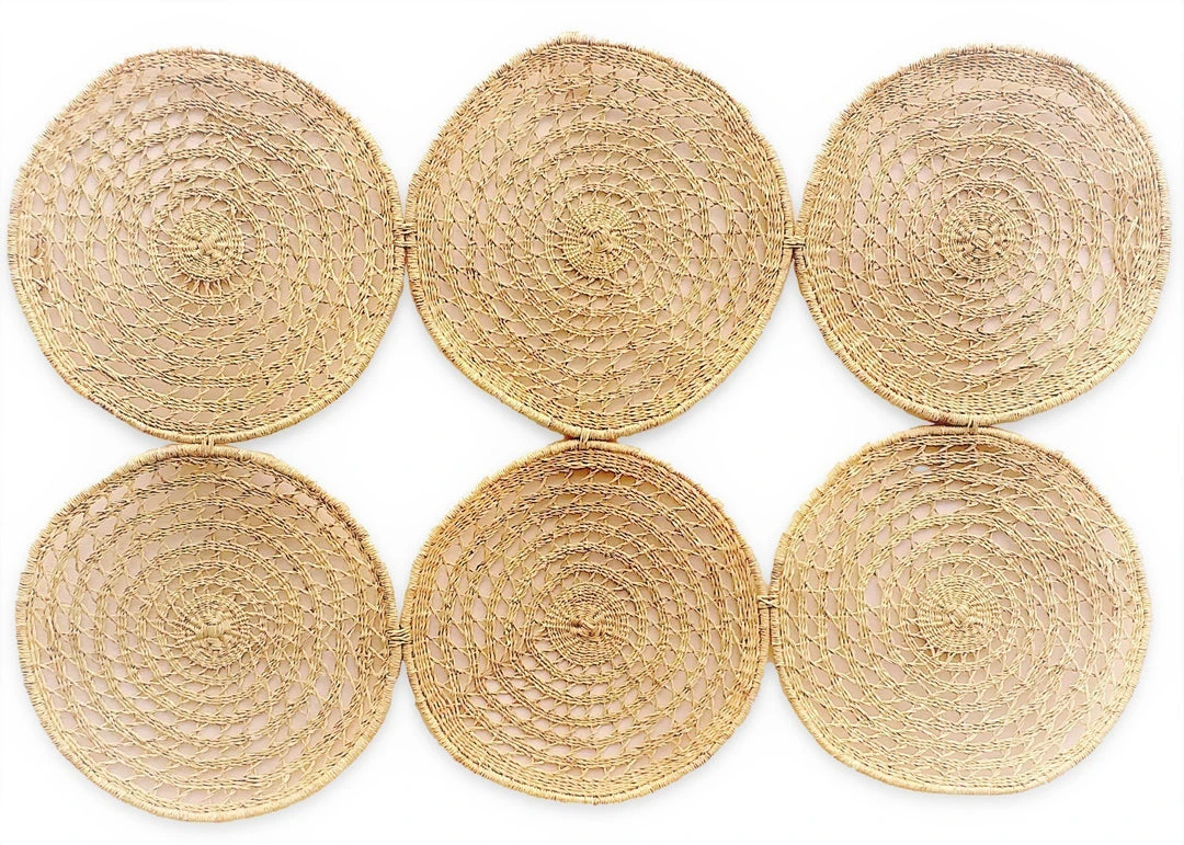 KAZI Home Goods All Natural Woven Discs Queen Headboard 3 KAZI Home Goods All Natural Woven Discs Queen Headboard