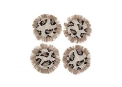 KAZI Kitchen + Dining Animal Print Fringed Coasters
