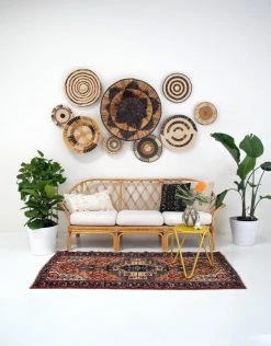KAZI Home Goods Banana Bark And Raffia Jumbo Wall Bowl