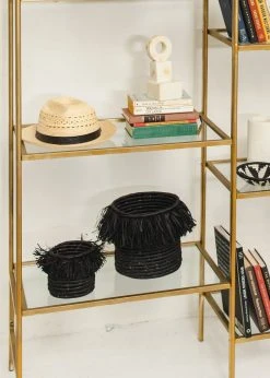 KAZI Black Fringed Large Catch All Home Goods