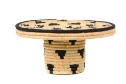 KAZI Home Goods Black + Natural Raffia Cake Stand