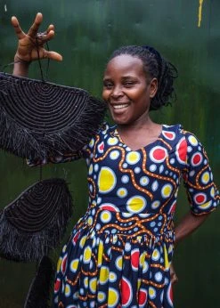 KAZI Home Goods Black Raffia Parade Mobile