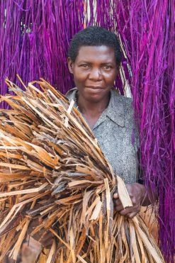 KAZI Burgundy Fringed Raffia Coasters