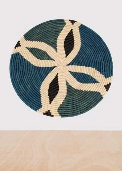 KAZI Cool Color Blocked Extra Large Raffia Wall Plate